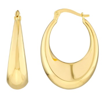 14k Yellow Gold Graduated Puff Hoop Earrings