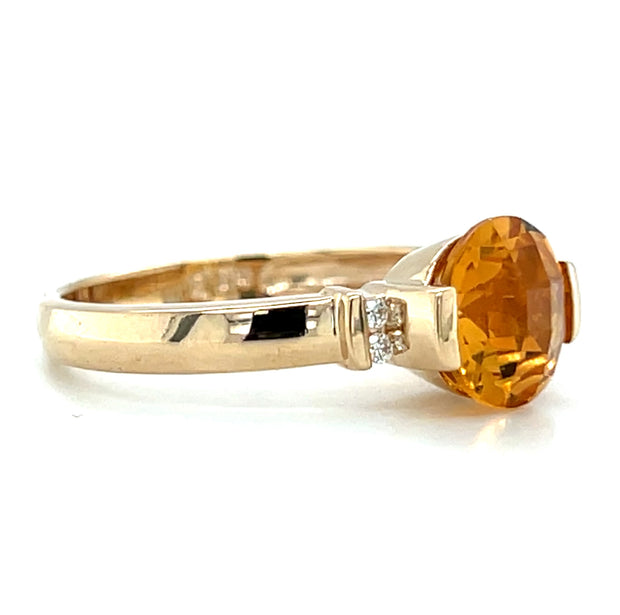 Pre-Owned 14k Yellow Gold Comtemporary Inspired Citrine & Diamond Fashion Ring