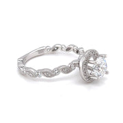 14k White Gold Vintage Inspired Diamond Engagement Ring