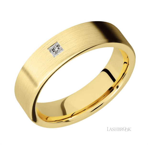 14k Yellow Gold Princess Cut Diamond Wedding Band by Lashbrook Designs