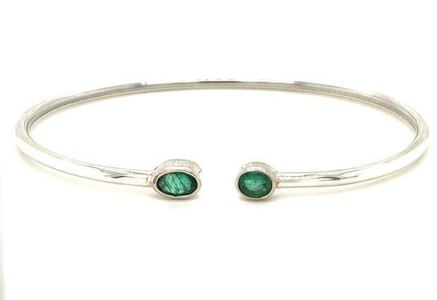 Sterling Silver Emerald Cuff Bracelet